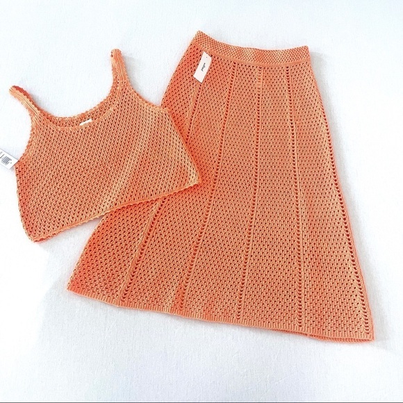 Nwt Aritzia Wilfred 2 Pieces Set: Caraway Tank And Evie Skirt in Papaya … - Picture 2 of 13